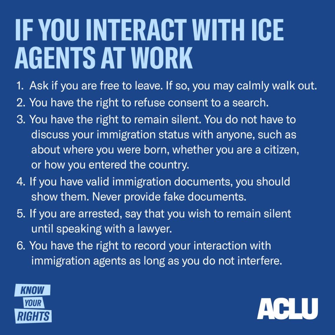 Know Your Rights: If you interact with ICE agents at work