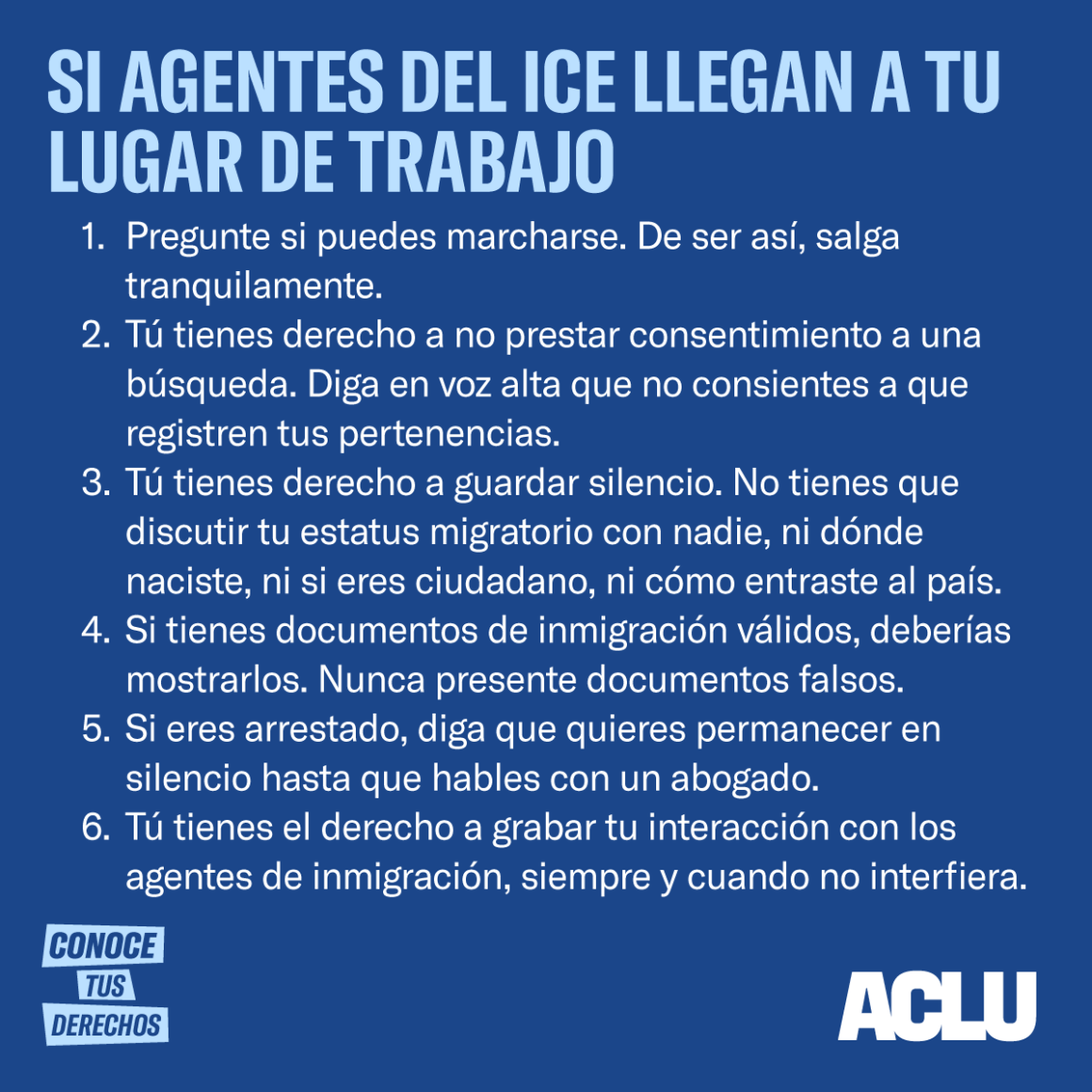 Know Your Rights: If you interact with ICE agents at work (Spanish)