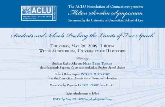 Invitation to the 2009 ACLU of Connecticut Sorokin Symposium