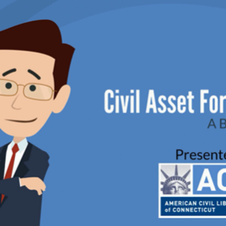 Video image still from ACLU of Connecticut civil asset forfeiture reform guide